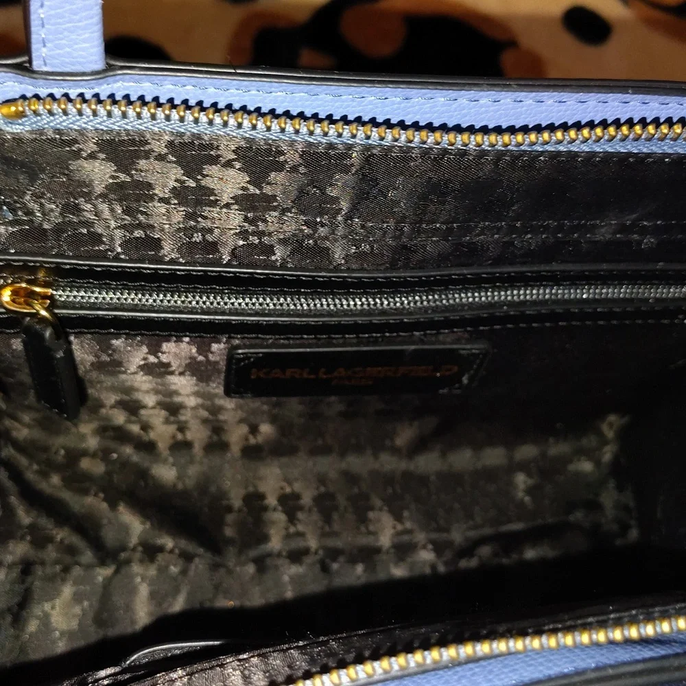 Karl Lagerfeld Navy Tote with Gold and Red Accents - Picture 6 of 9